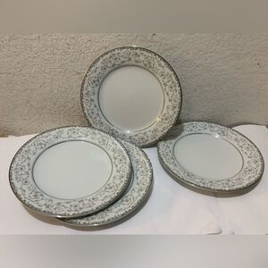 Noritake China  Oxford 5767 Floral Platinum Trim Salad Plate 8.25"